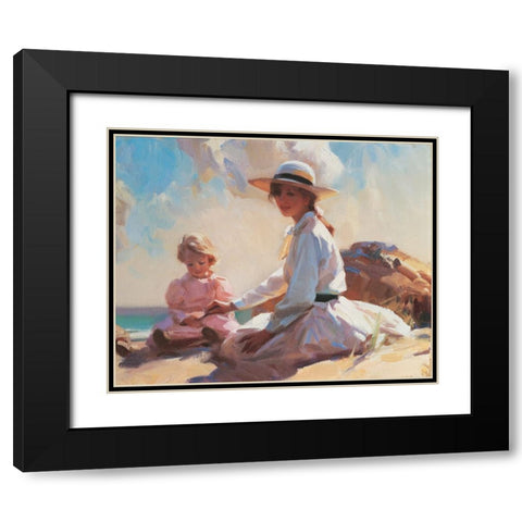 On the Beach Black Modern Wood Framed Art Print with Double Matting by Unknown