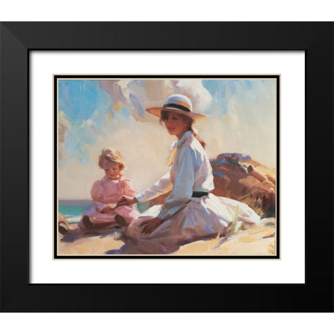 On the Beach Black Modern Wood Framed Art Print with Double Matting by Unknown