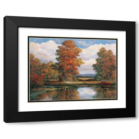 Autumn Lake Black Modern Wood Framed Art Print with Double Matting by Unknown