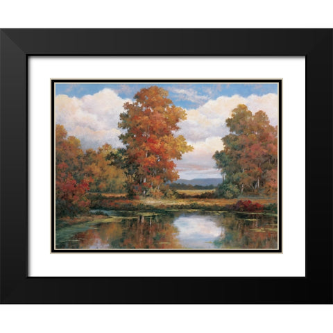 Autumn Lake Black Modern Wood Framed Art Print with Double Matting by Unknown
