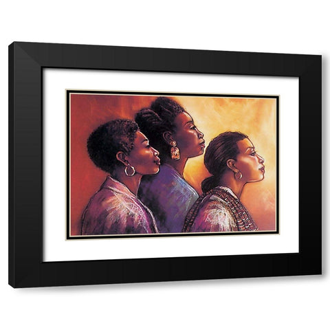 Three Women Black Modern Wood Framed Art Print with Double Matting by Unknown