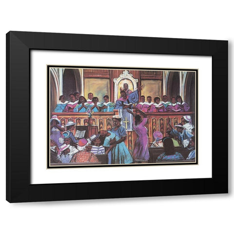 Gospel Choir Black Modern Wood Framed Art Print with Double Matting by Unknown