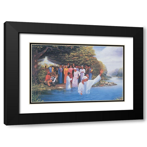 River Baptism Black Modern Wood Framed Art Print with Double Matting by Unknown