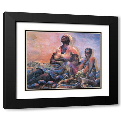 Snack Time Black Modern Wood Framed Art Print with Double Matting by Unknown