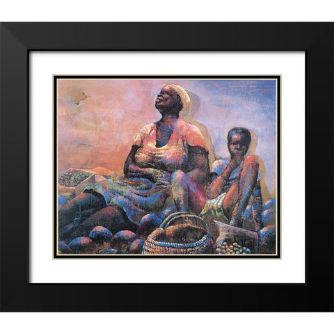 Snack Time Black Modern Wood Framed Art Print with Double Matting by Unknown
