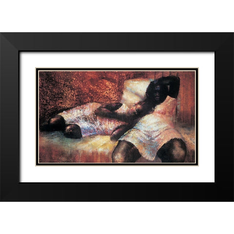 On the Couch Black Modern Wood Framed Art Print with Double Matting by Unknown