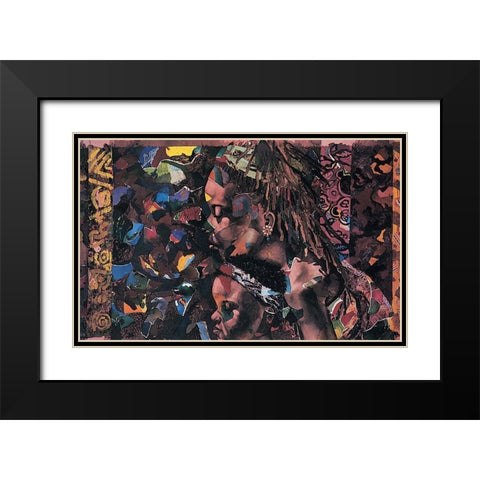 Collage, Mama and Child Black Modern Wood Framed Art Print with Double Matting by Unknown