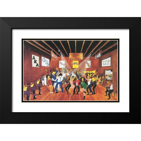 Frat Party Black Modern Wood Framed Art Print with Double Matting by Unknown