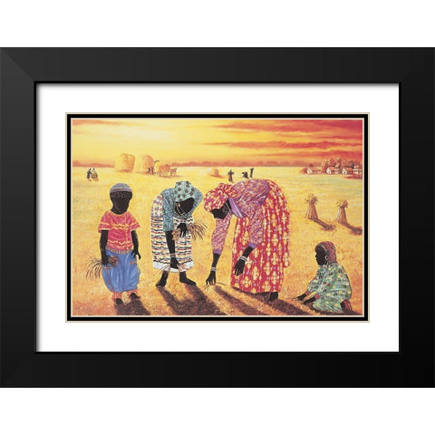 Crops Black Modern Wood Framed Art Print with Double Matting by Unknown