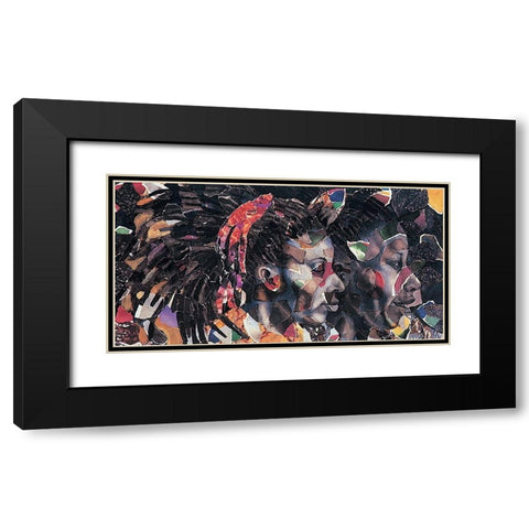 Mosaic Girls Black Modern Wood Framed Art Print with Double Matting by Unknown