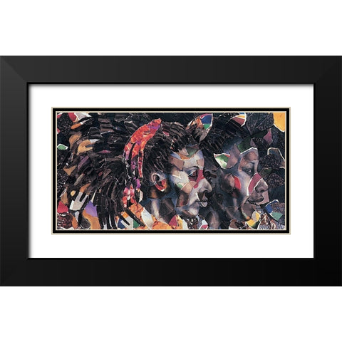 Mosaic Girls Black Modern Wood Framed Art Print with Double Matting by Unknown
