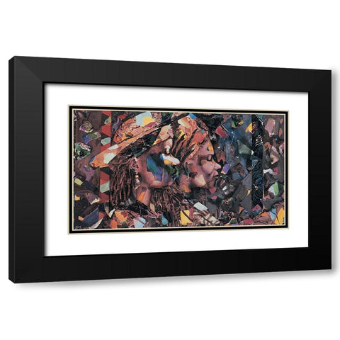 Collage Girls Black Modern Wood Framed Art Print with Double Matting by Unknown