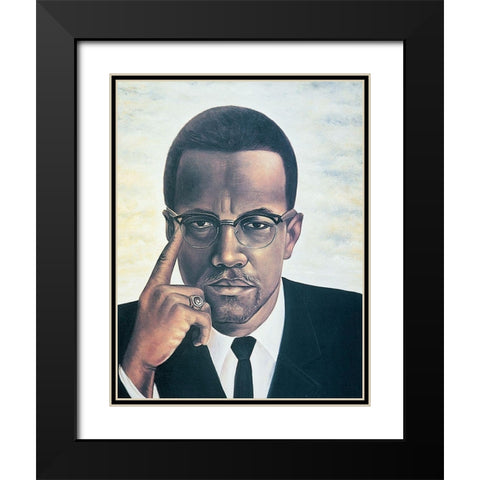 Pondering Black Modern Wood Framed Art Print with Double Matting by Unknown