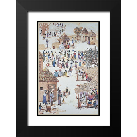 The Village Black Modern Wood Framed Art Print with Double Matting by Unknown