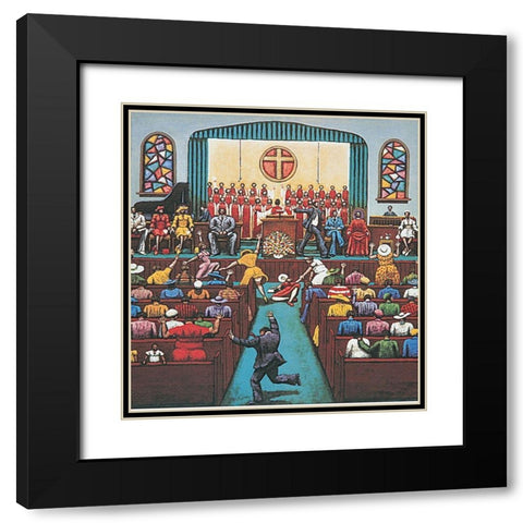 Revival Black Modern Wood Framed Art Print with Double Matting by Unknown