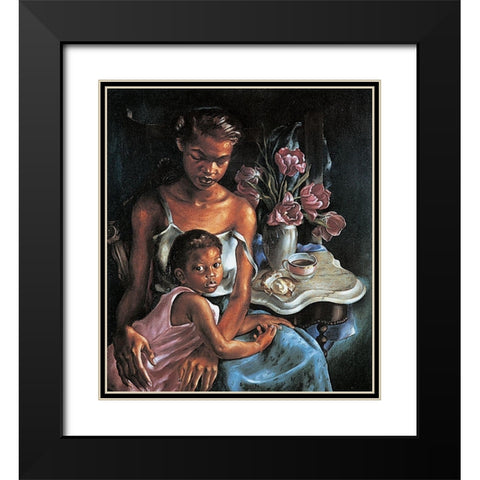 Tea Time Black Modern Wood Framed Art Print with Double Matting by Unknown