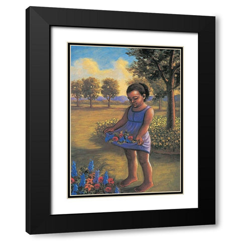 Skirt of Flowers Black Modern Wood Framed Art Print with Double Matting by Unknown