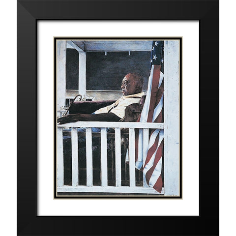 Red Brown and Blue Black Modern Wood Framed Art Print with Double Matting by Unknown