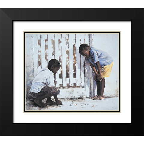 Marbles Black Modern Wood Framed Art Print with Double Matting by Unknown