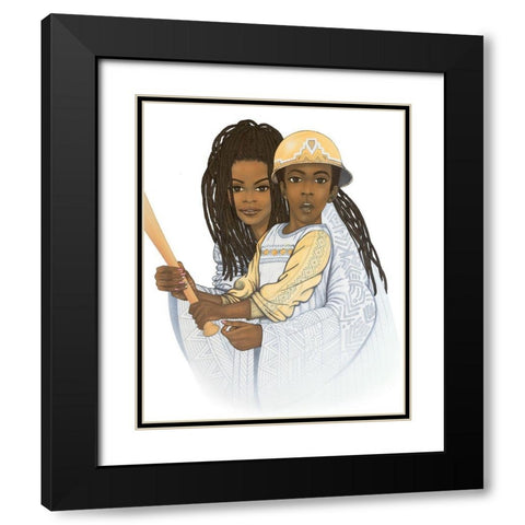 Play Ball Black Modern Wood Framed Art Print with Double Matting by Unknown