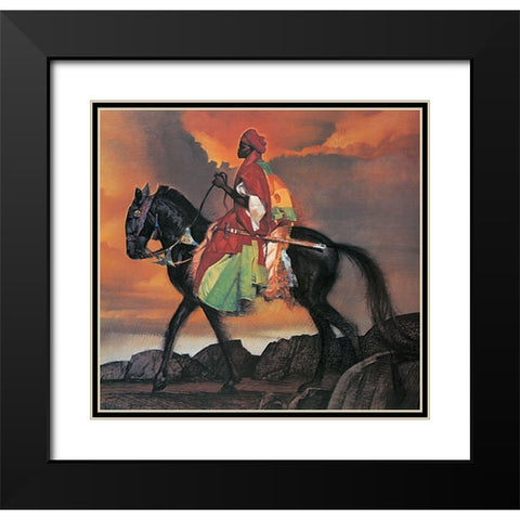 Arabian Knight Black Modern Wood Framed Art Print with Double Matting by Unknown