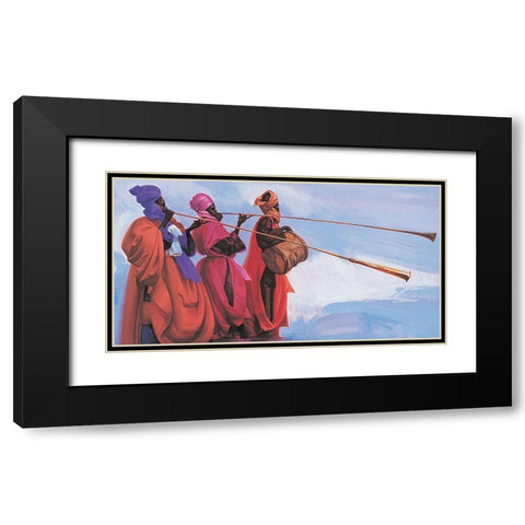 Sound the Horns Black Modern Wood Framed Art Print with Double Matting by Unknown
