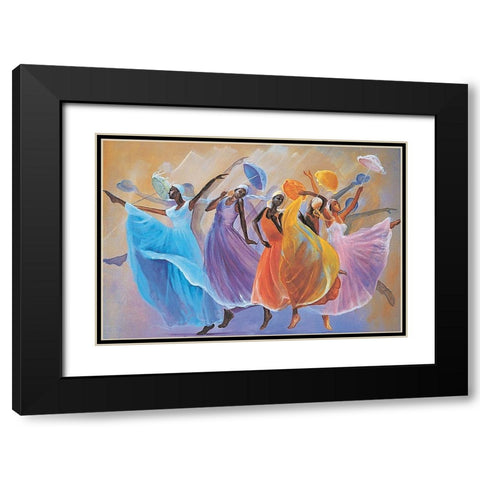 Dance Troupe Black Modern Wood Framed Art Print with Double Matting by Unknown