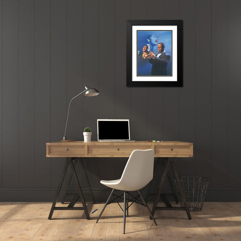 Jazz Duo Black Modern Wood Framed Art Print with Double Matting by Unknown