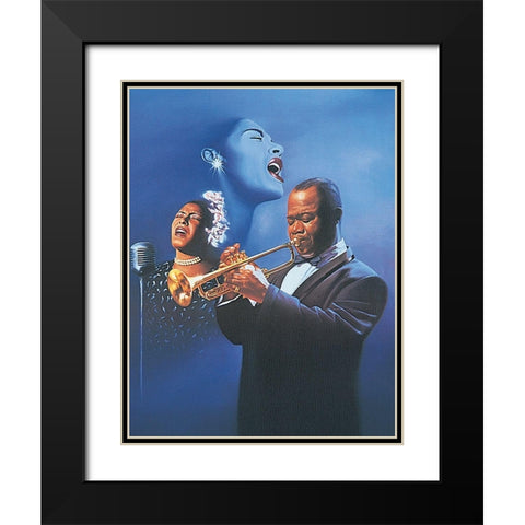 Jazz Duo Black Modern Wood Framed Art Print with Double Matting by Unknown