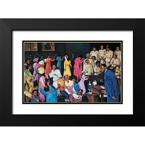 Sunday Service Black Modern Wood Framed Art Print with Double Matting by Unknown
