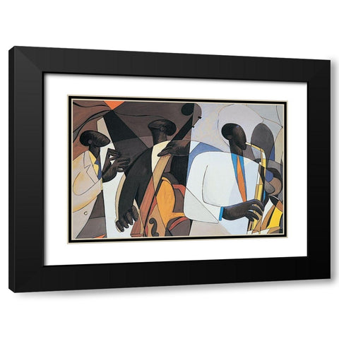 Jazz Trio Black Modern Wood Framed Art Print with Double Matting by Unknown