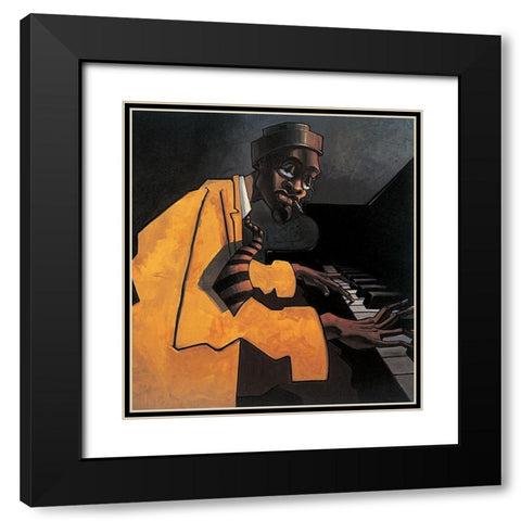 The Pianoman Black Modern Wood Framed Art Print with Double Matting by Unknown