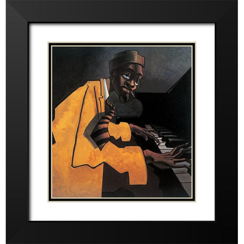 The Pianoman Black Modern Wood Framed Art Print with Double Matting by Unknown