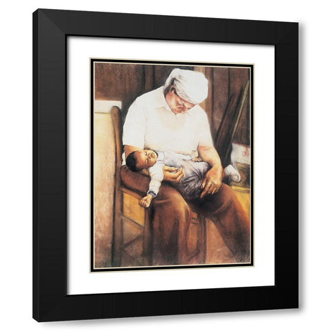 Sleep Time Black Modern Wood Framed Art Print with Double Matting by Unknown