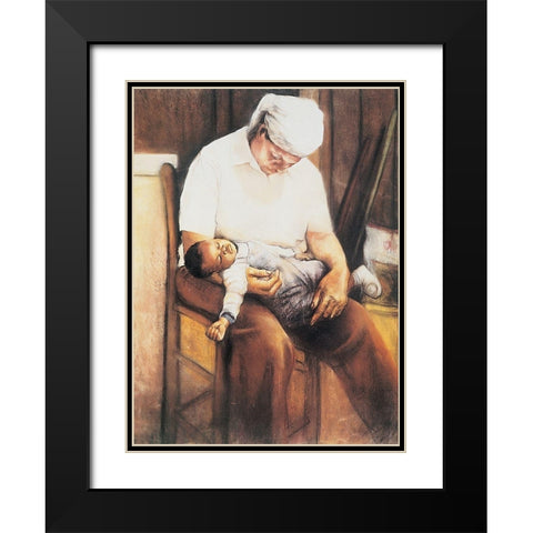 Sleep Time Black Modern Wood Framed Art Print with Double Matting by Unknown