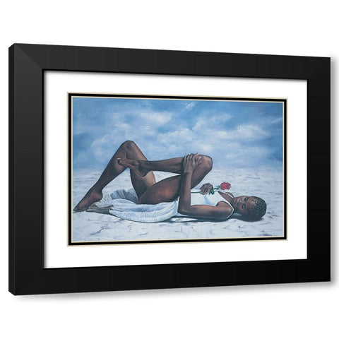 The Rose Black Modern Wood Framed Art Print with Double Matting by Unknown