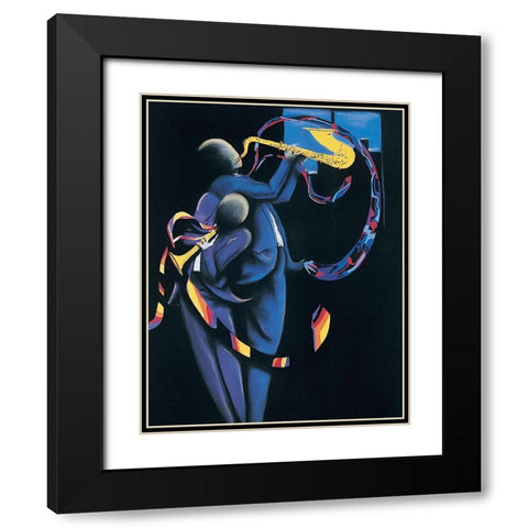 Jammin II Black Modern Wood Framed Art Print with Double Matting by Unknown
