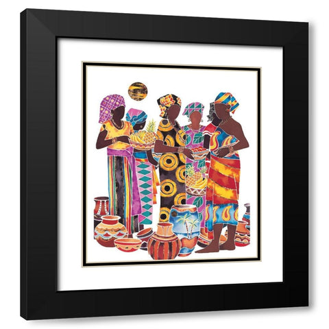Women and Jars Black Modern Wood Framed Art Print with Double Matting by Unknown