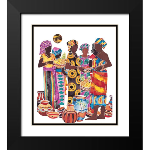 Women and Jars Black Modern Wood Framed Art Print with Double Matting by Unknown