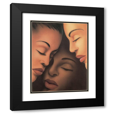 Three Women Black Modern Wood Framed Art Print with Double Matting by Unknown