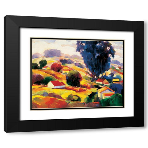 Hillside Village I Black Modern Wood Framed Art Print with Double Matting by Unknown