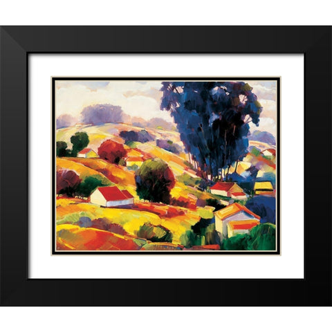 Village Black Modern Wood Framed Art Print with Double Matting by Unknown