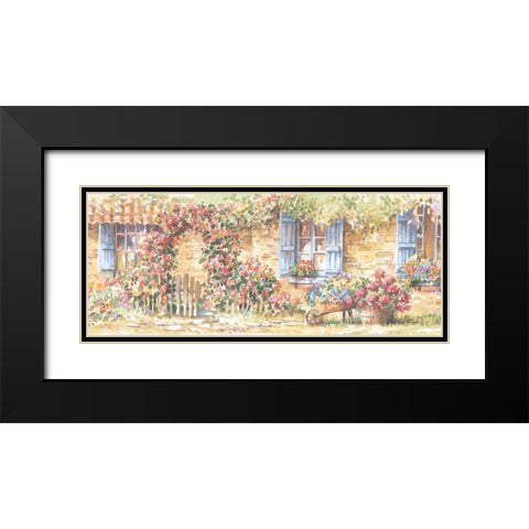 Cottage Flowers Panel I Black Modern Wood Framed Art Print with Double Matting by Unknown