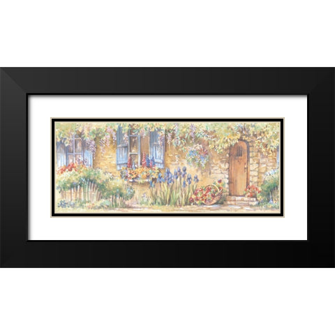 Cottage Flowers Panel II Black Modern Wood Framed Art Print with Double Matting by Unknown