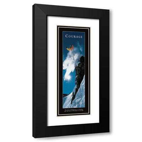 Courage - Snowboarder Black Modern Wood Framed Art Print with Double Matting by Frontline