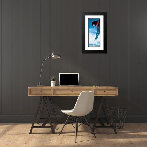 Soar - Skier Black Modern Wood Framed Art Print with Double Matting by Frontline