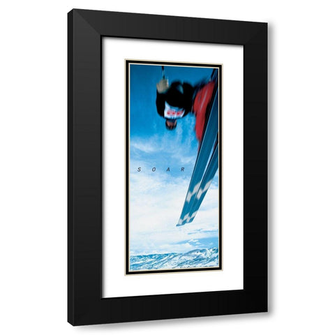 Soar - Skier Black Modern Wood Framed Art Print with Double Matting by Frontline