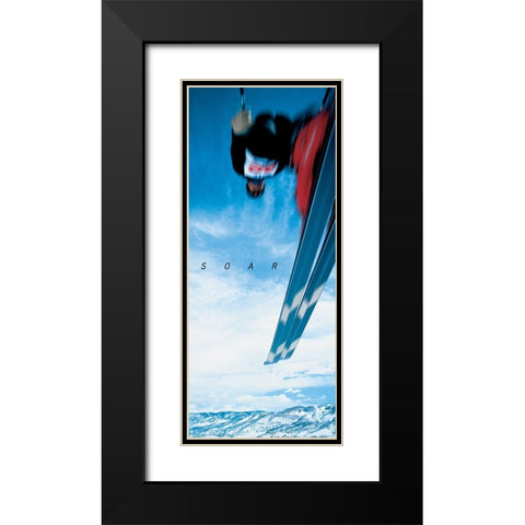 Soar - Skier Black Modern Wood Framed Art Print with Double Matting by Frontline