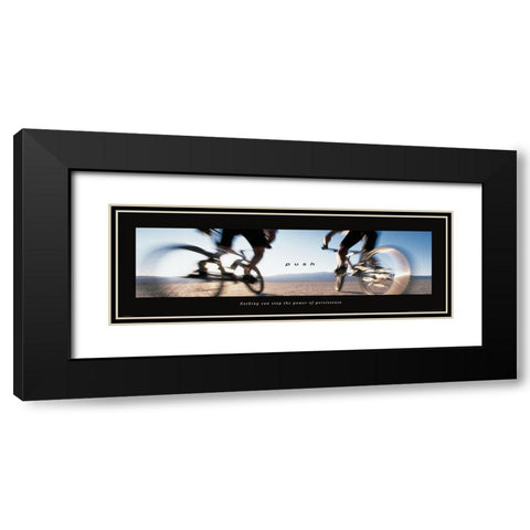 Push - Bicycle Black Modern Wood Framed Art Print with Double Matting by Frontline