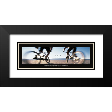 Push - Bicycle Black Modern Wood Framed Art Print with Double Matting by Frontline